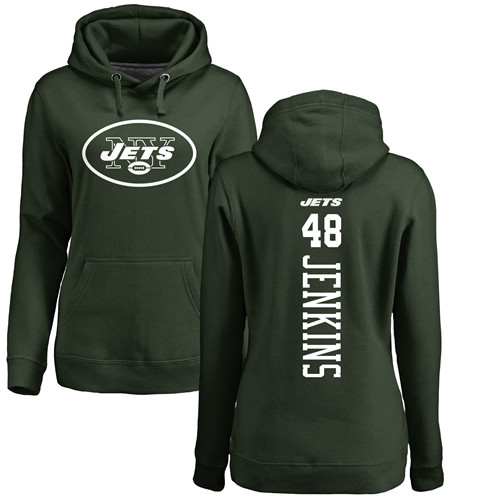 New York Jets Green Women Jordan Jenkins Backer NFL Football #48 Pullover Hoodie Sweatshirts